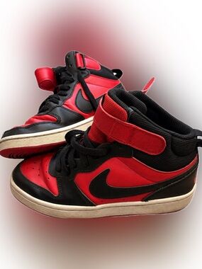 Nike Boy’s Red and Black High-Top Sneakers